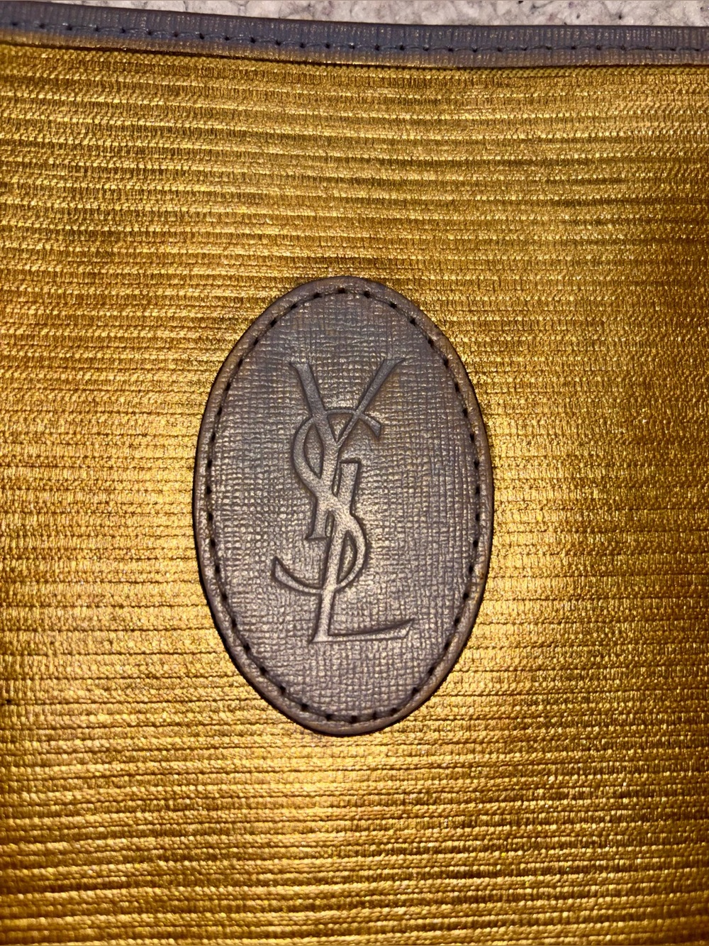 Vintage YSL Yves Saint Laurent Gold Toiletry Pouch/Crossbody Bag - Picture 2 of 11